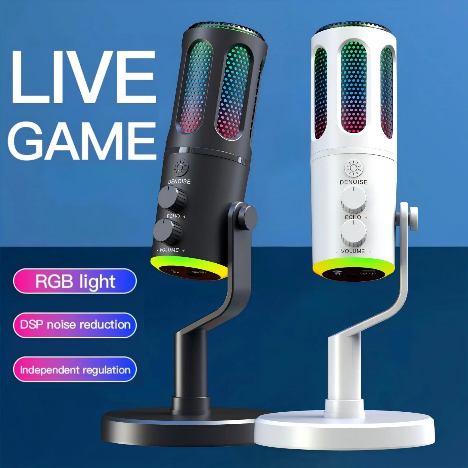 Pc Gaming Live Streaming - Professional Gaming Microphone With Stand RGB