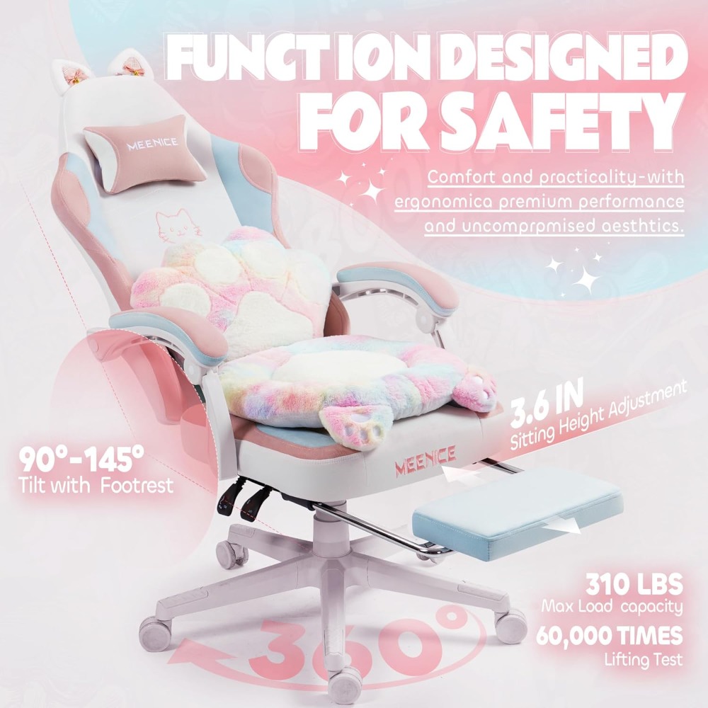 Pc Gaming Chair - Gaming Chair Cute with Cat Ears