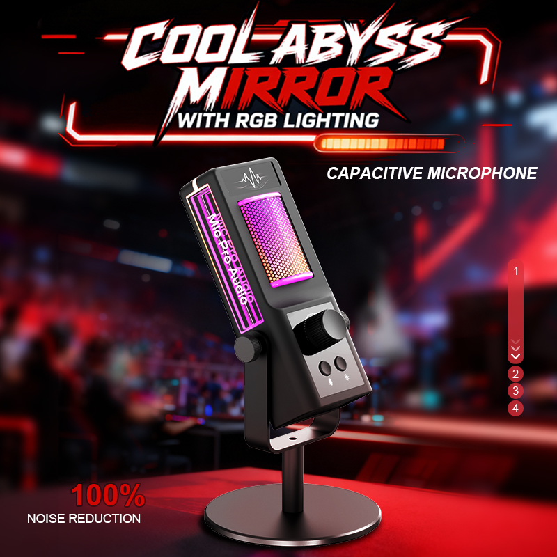 Pc Gaming Live Streaming - Rgb condenser microphone podcast for pc