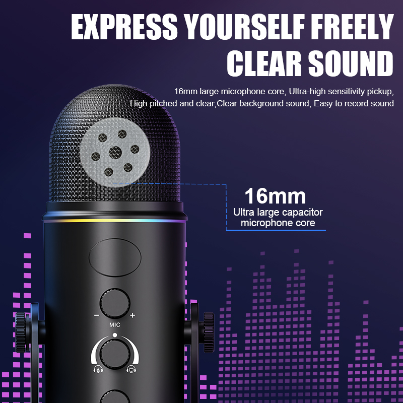 Pc Gaming Youtube - RGB USB Gaming Mic, Plug &