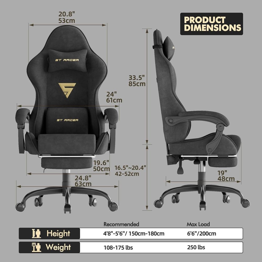 Velvet abric Ergonomic Gaming  - đánh giá và giá Pc Gaming Chair