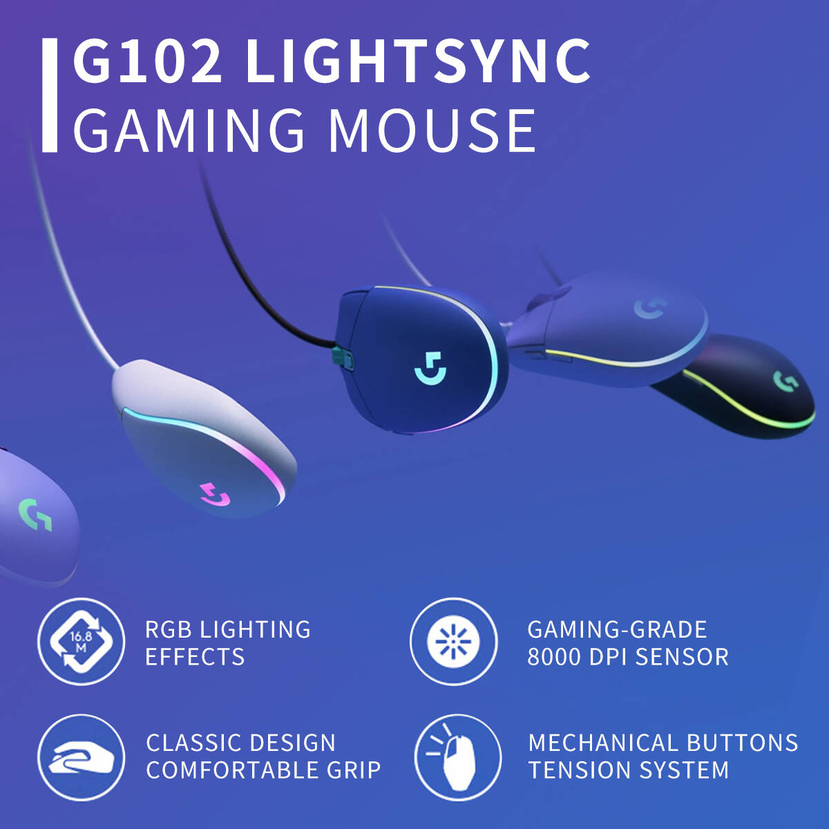 Logitech G203 Wired RGB Gaming - đánh giá và giá Pc Gaming Logitech
